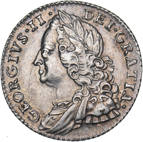 1757 Sixpence - George II British Silver Coin - Very Nice