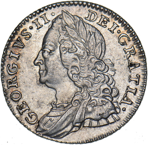 1758 Sixpence - George II British Silver Coin - Nice