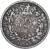 1839 Sixpence - Victoria British Silver Coin