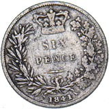 1841 Sixpence - Victoria British Silver Coin