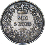 1843 Sixpence - Victoria British Silver Coin