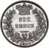 1844 Sixpence - Victoria British Silver Coin - Very Nice
