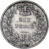 1844 Sixpence - Victoria British Silver Coin - Nice