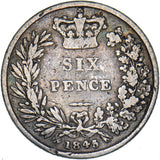 1845 Sixpence - Victoria British Silver Coin