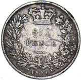 1851 Sixpence - Victoria British Silver Coin