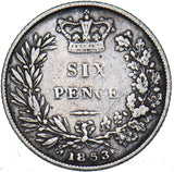 1853 Sixpence - Victoria British Silver Coin