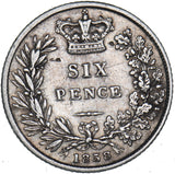 1858 Sixpence - Victoria British Silver Coin - Nice