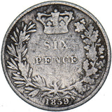 1859 Sixpence - Victoria British Silver Coin