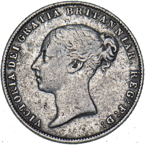 1859 Sixpence (9 over 8) - Victoria British Silver Coin