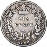 1860 Sixpence - Victoria British Silver Coin