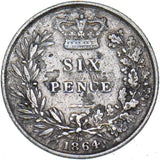 1864 Sixpence (Die no. 29) - Victoria British Silver Coin