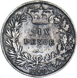 1867 Sixpence (Die no. 18) - Victoria British Silver Coin