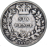 1870 Sixpence (Die no. 3) - Victoria British Silver Coin