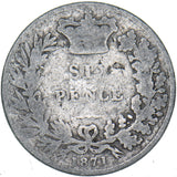 1871 Sixpence (No Die Number) - Victoria British Silver Coin