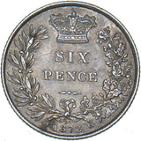 1872 Sixpence (Die no. 23) - Victoria British Silver Coin - Very Nice