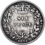 1876 Sixpence (Die no. 2) - Victoria British Silver Coin