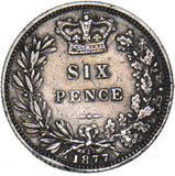 1877 Sixpence (Die no. 25) - Victoria British Silver Coin
