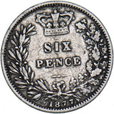1877 Sixpence - Victoria British Silver Coin