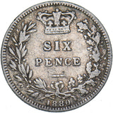 1880 Sixpence - Victoria British Silver Coin