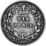 1880 Sixpence - Victoria British Silver Coin - Nice