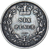 1882 Sixpence - Victoria British Silver Coin - Nice