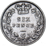 1884 Sixpence - Victoria British Silver Coin - Nice