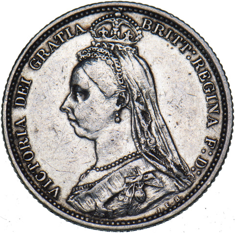 1887 Sixpence - Victoria British Silver Coin - Nice