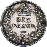 1887 Sixpence - Victoria British Silver Coin - Nice