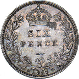 1887 Sixpence - Victoria British Silver Coin - Very Nice