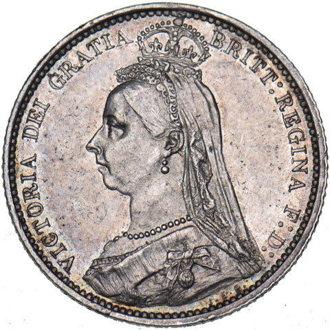 1887 Sixpence - Victoria British Silver Coin - Very Nice