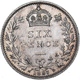 1887 Sixpence - Victoria British Silver Coin - Very Nice
