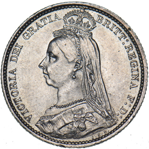 1887 Sixpence - Victoria British Silver Coin - Very Nice