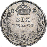 1887 Sixpence - Victoria British Silver Coin - Very Nice