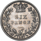 1887 Sixpence (Young Head) - Victoria British Silver Coin - Very Nice