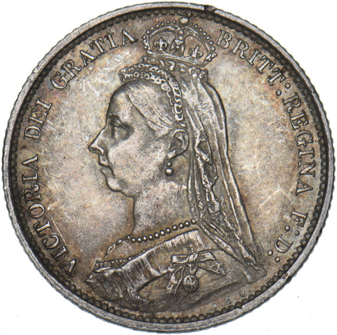 1888 Sixpence - Victoria British Silver Coin - Very Nice