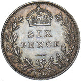1888 Sixpence - Victoria British Silver Coin - Very Nice