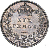 1890 Sixpence - Victoria British Silver Coin - Very Nice