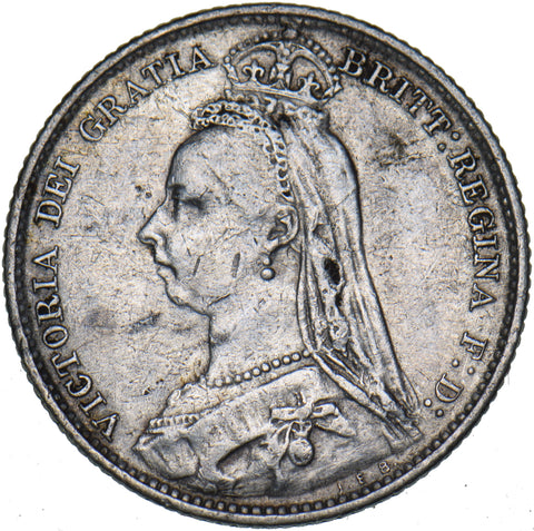 1892 Sixpence - Victoria British Silver Coin - Nice