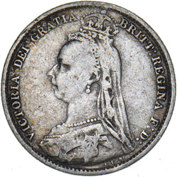 1892 Sixpence - Victoria British Silver Coin