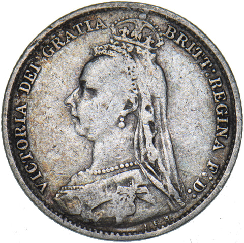 1892 Sixpence - Victoria British Silver Coin