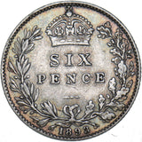 1893 Sixpence - Victoria British Silver Coin - Nice