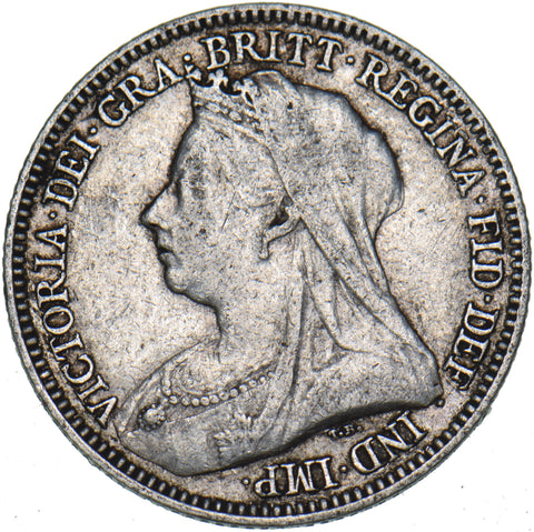 1893 Sixpence - Victoria British Silver Coin - Nice