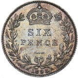 1893 Sixpence - Victoria British Silver Coin - Superb