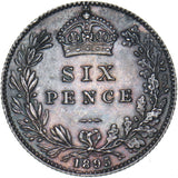 1895 Sixpence - Victoria British Silver Coin - Very Nice
