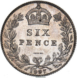 1897 Sixpence - Victoria British Silver Coin - Superb