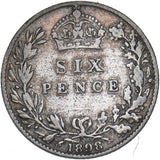 1898 Sixpence - Victoria British Silver Coin - Nice