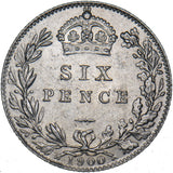 1900 Sixpence - Victoria British Silver Coin - Very Nice