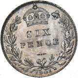 1901 Sixpence - Victoria British Silver Coin - Very Nice
