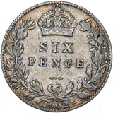 1902 Sixpence - Edward VII British Silver Coin