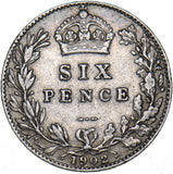 1902 Sixpence - Edward VII British Silver Coin - Nice